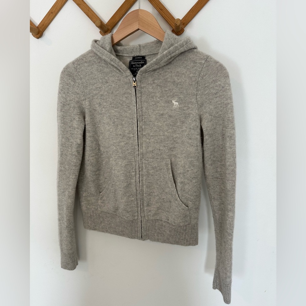 ABERCROMBIE & FITCH Cashmere Zip Up Grey Hoodie Sweater XS